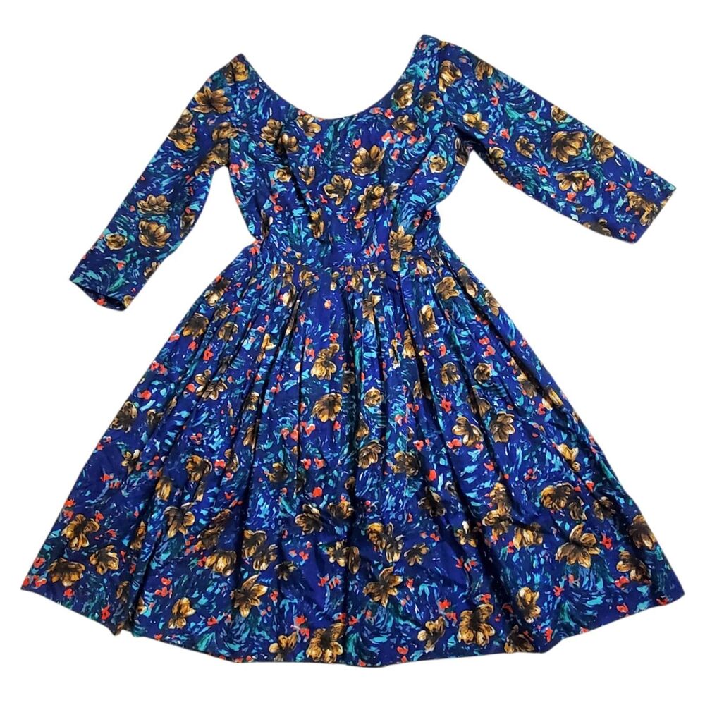 Vintage Cover Girl of Miami Dress Size M 50s 60s Mod Rockabilly Pleated Womens